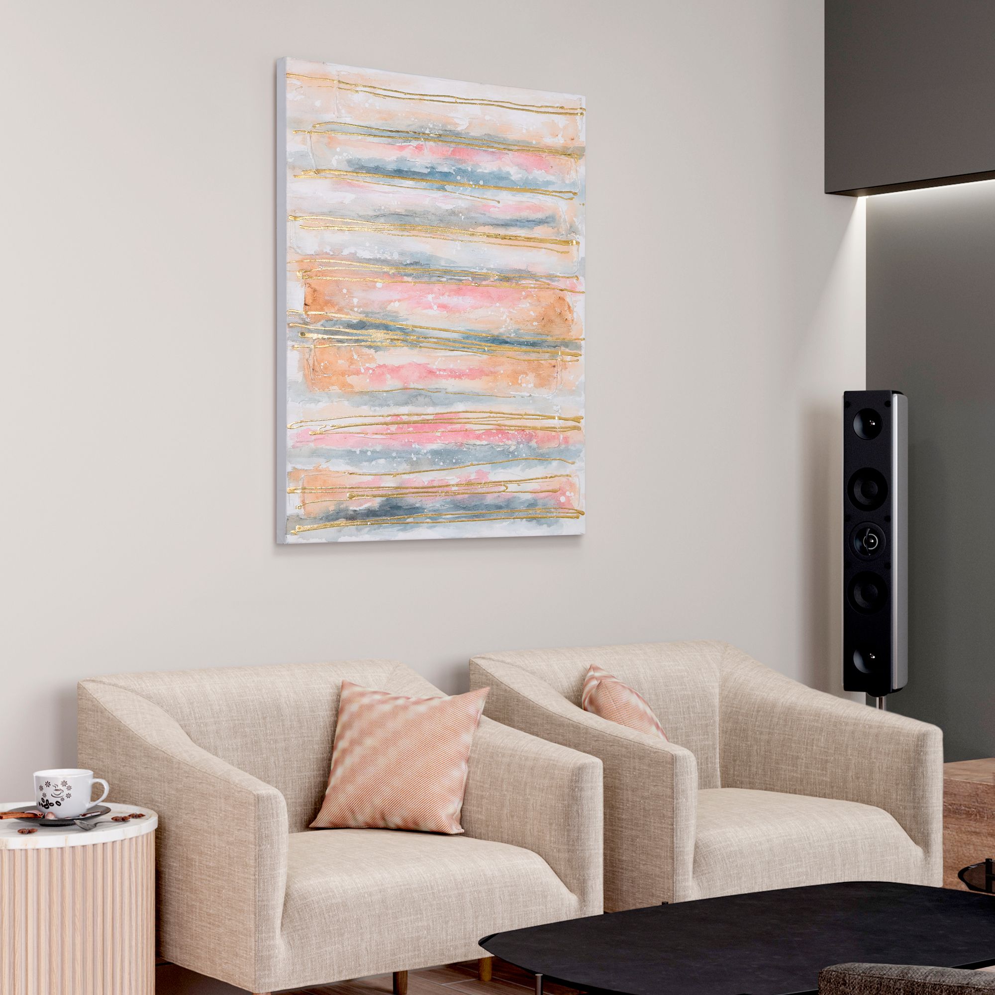 Golden Roads 40" High Textured Metallic Canvas Wall Art in scene