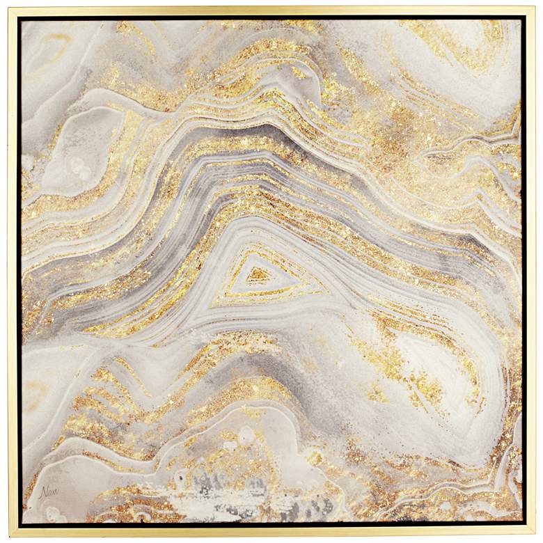 Image 3 Golden Sands of Time II 43" Square Framed Abstract Gold Wall Art