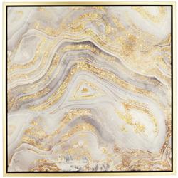 Golden Sands of Time II 43&quot; Square Framed Abstract Gold Wall Art