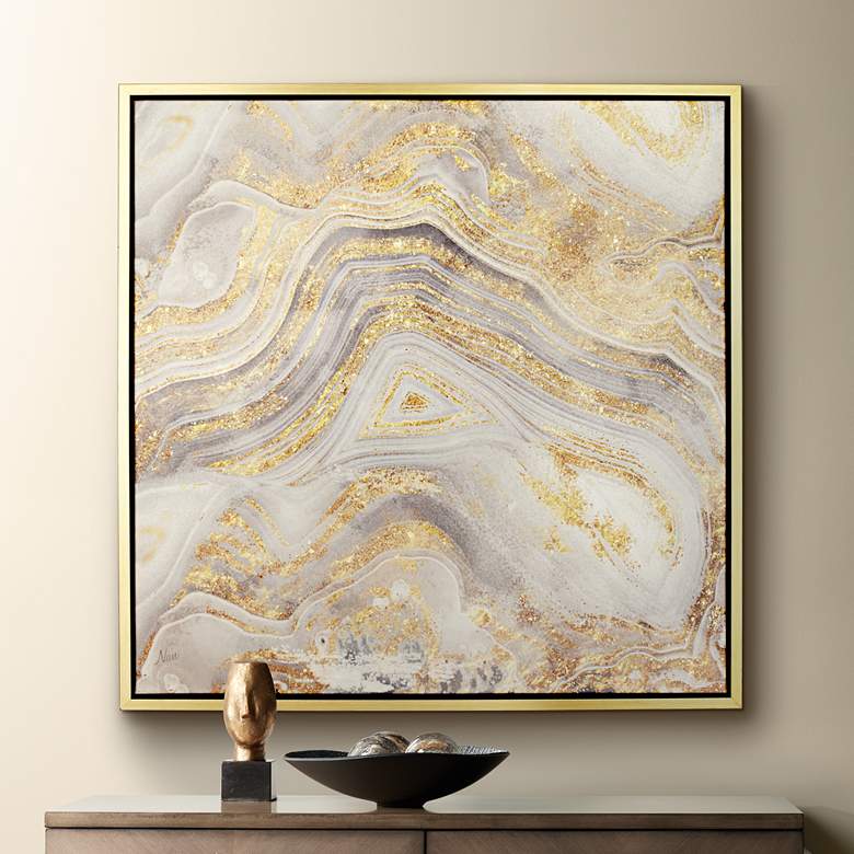 Image 2 Golden Sands of Time II 43" Square Framed Abstract Gold Wall Art