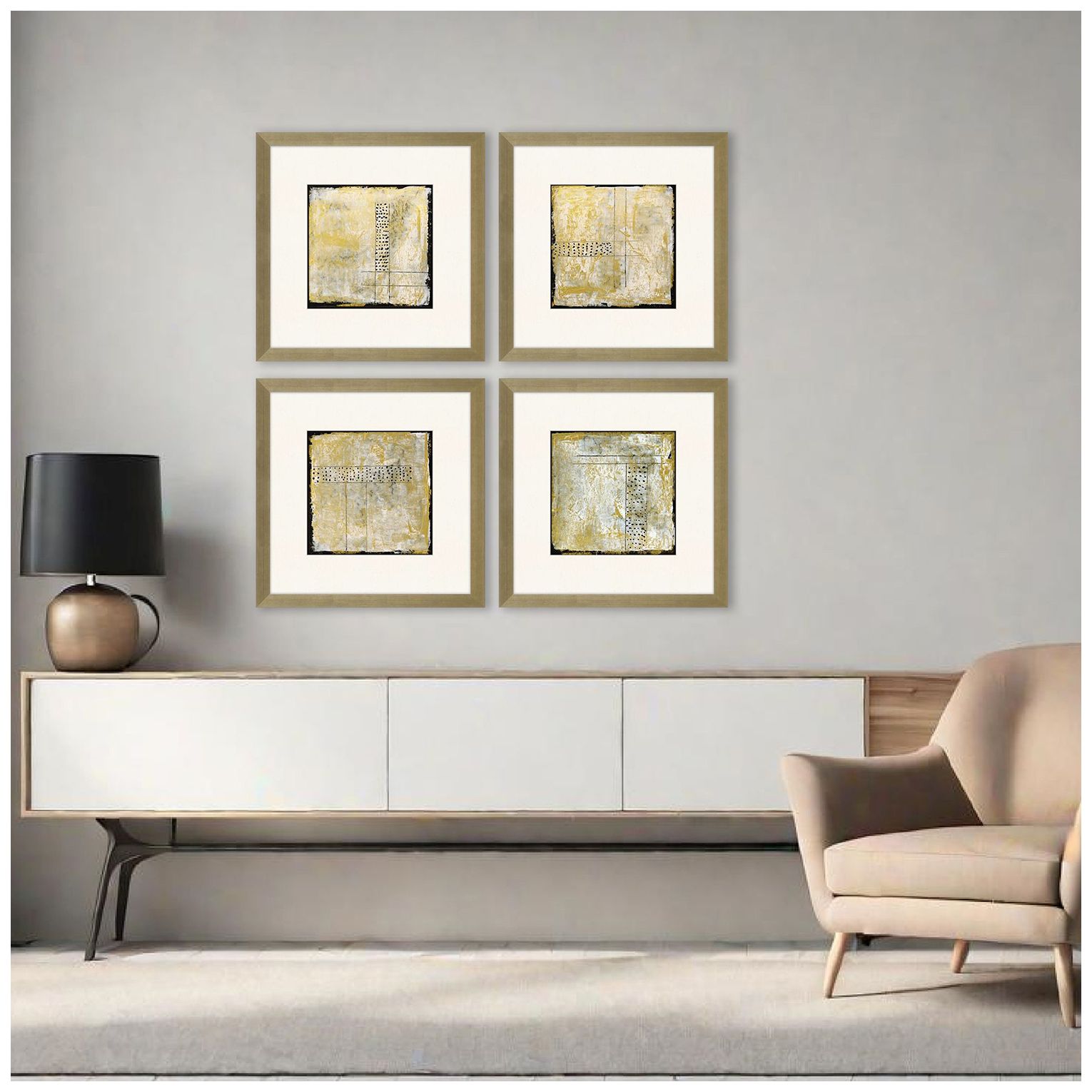 Image 4 Golden Speck 23"W x 23"H Framed Art Set of 4 more views