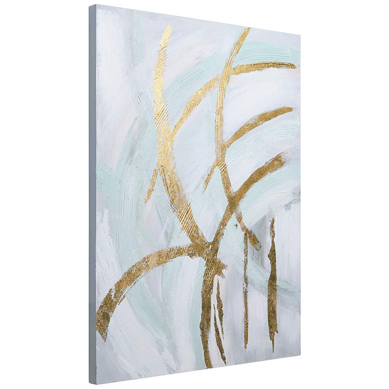 Image 7 Golden Streaks 40" High Textured Metallic Canvas Wall Art more views
