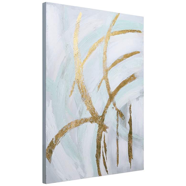 Image 7 Golden Streaks 40 inch High Textured Metallic Canvas Wall Art more views