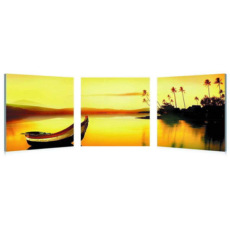 Image 1 Golden Sunset Print Triptych Wall Art
