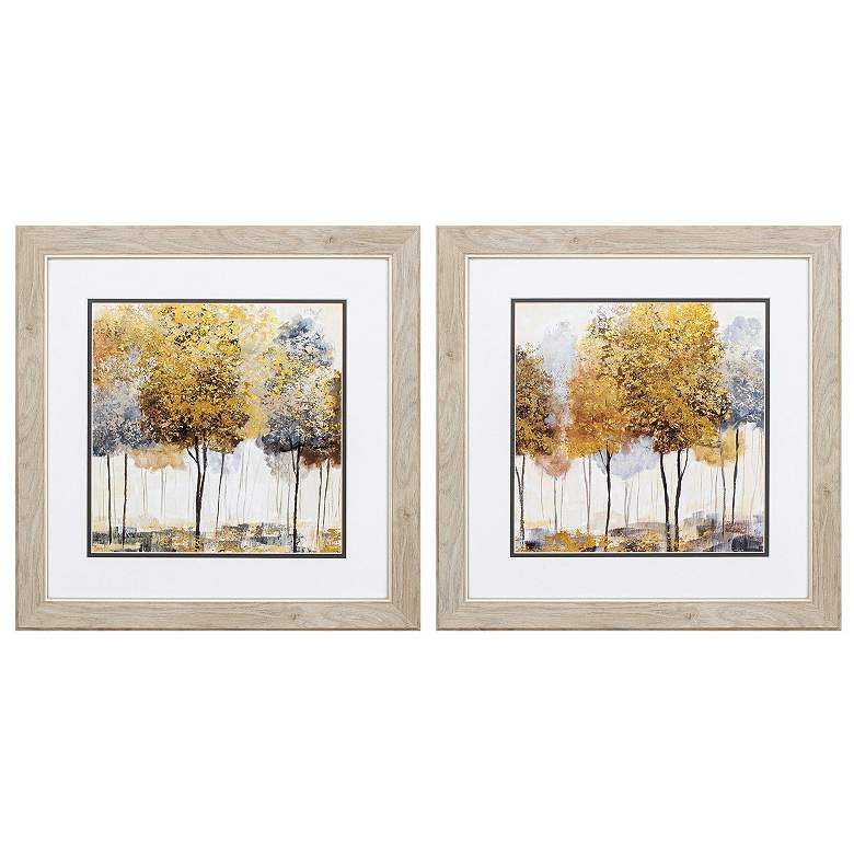 Image 1 Golden Trees 19"W x 19"H Framed Art Set of 2