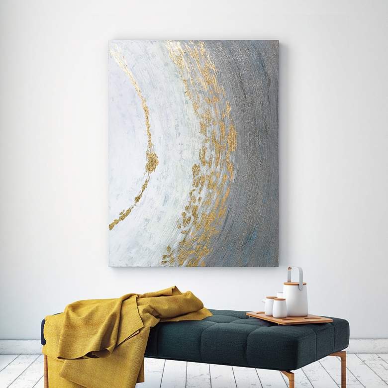 Image 2 Golden Tundra 40 inch Wide Textured Metallic Canvas Wall Art