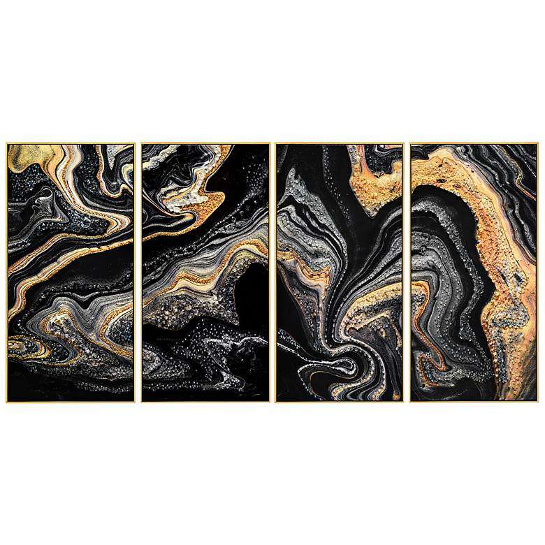 Image 3 Golden Veins 96" Wide 4-Piece Framed Canvas Wall Art Set