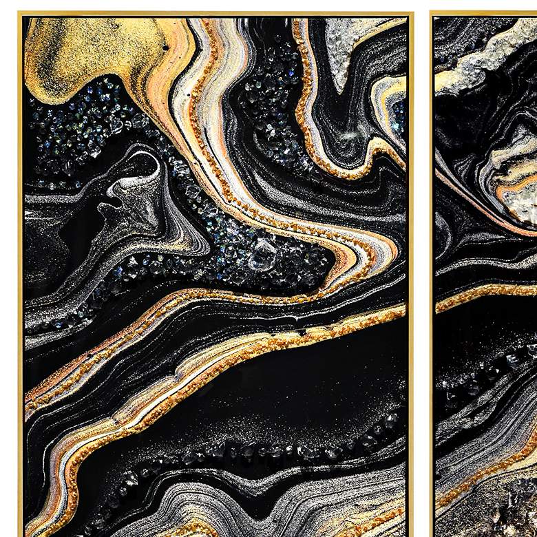 Image 4 Golden Veins 96" Wide 4-Piece Framed Canvas Wall Art Set more views
