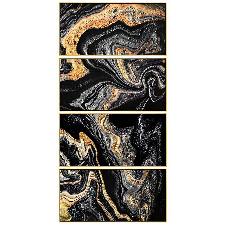 Image 7 Golden Veins 96" Wide 4-Piece Framed Canvas Wall Art Set more views