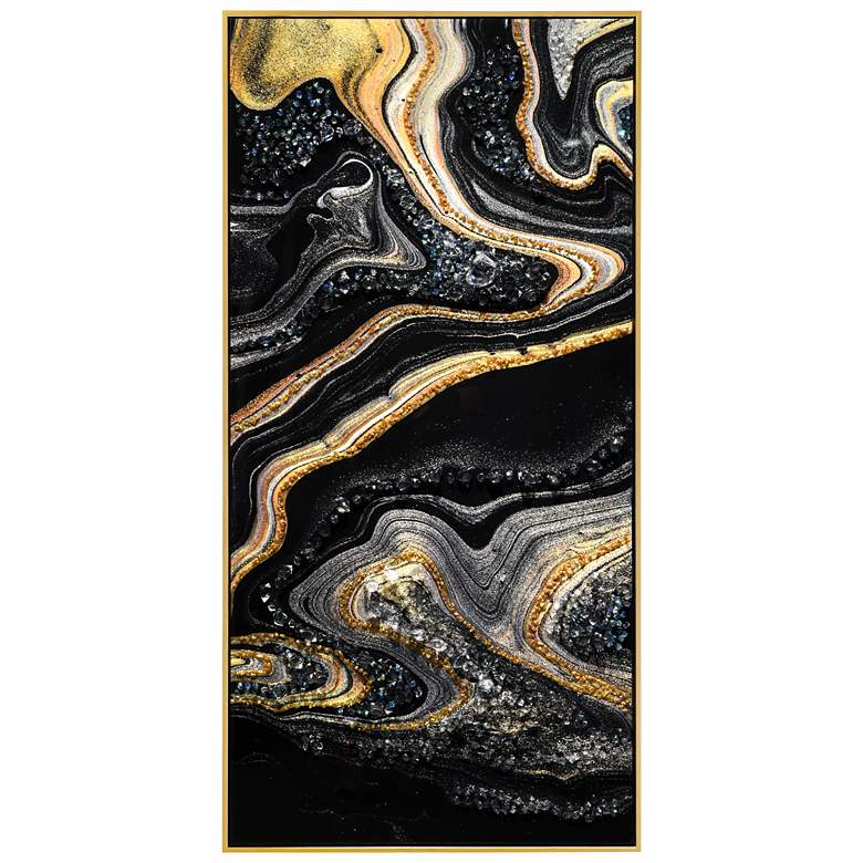 Image 1 Golden Veins I Crystallus Epoxy Coated Framed Abstract Canvas Wall Art