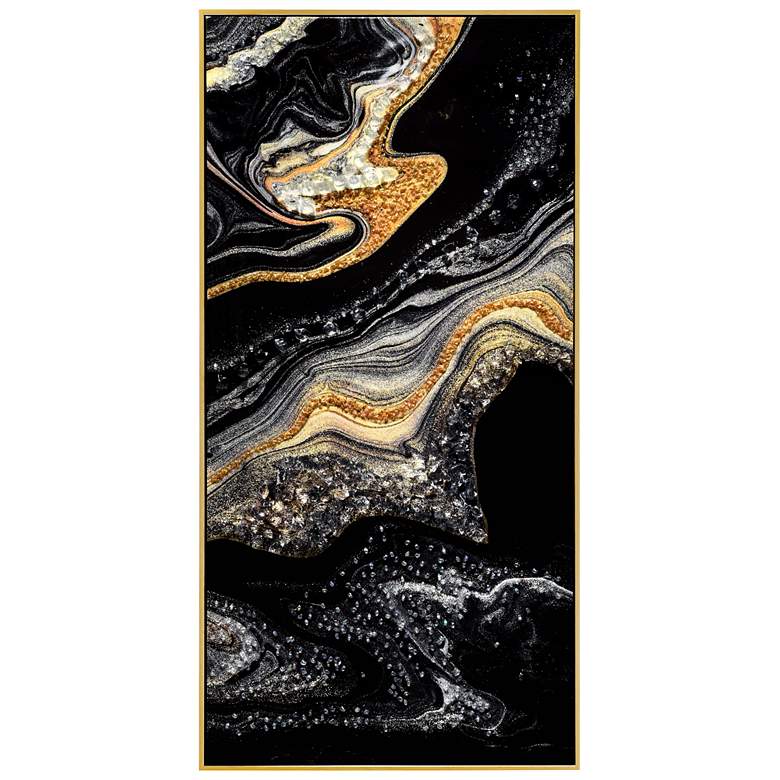 Image 1 Golden Veins II Crystallus Epoxy Coated Framed Abstract Canvas Wall Art