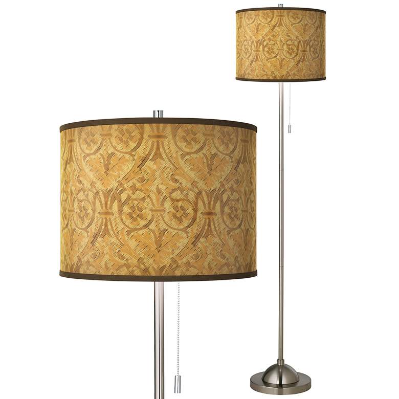 Image 1 Golden Versailles Brushed Nickel Pull Chain Floor Lamp
