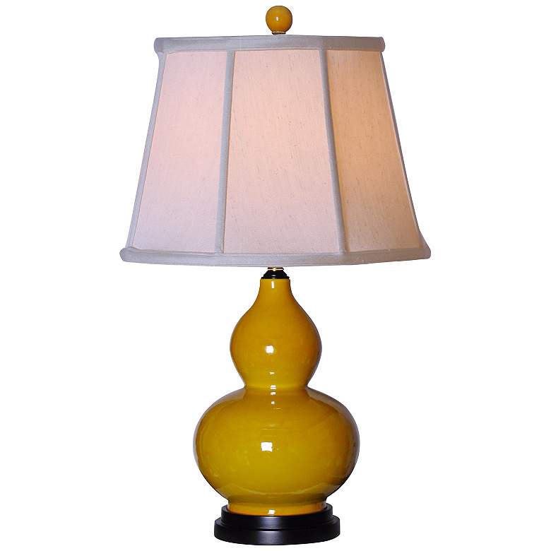 Image 1 Golden Yellow Porcelain Gourd Base Table Lamp