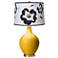 Goldenrod Black and White Flower Shade Ovo Table Lamp