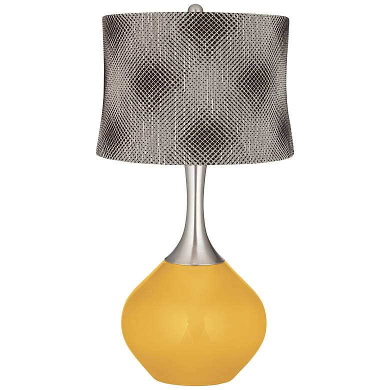 Image 1 Goldenrod Black Pixels Shade Spencer Table Lamp