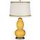 Goldenrod Double Gourd Table Lamp with Rhinestone Lace Trim