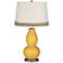 Goldenrod Double Gourd Table Lamp with Scallop Lace Trim