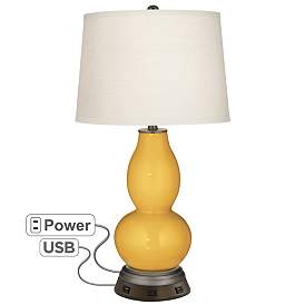 Image1 of Goldenrod Double Gourd Table Lamp with USB Workstation Base