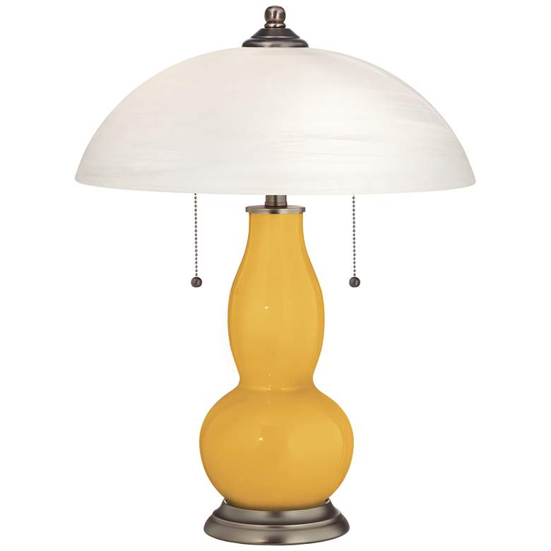 Image 1 Goldenrod Gourd-Shaped Table Lamp with Alabaster Shade