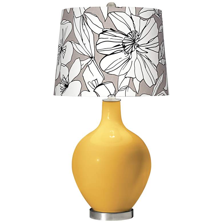 Image 1 Goldenrod Graphic Floral Shade Ovo Table Lamp