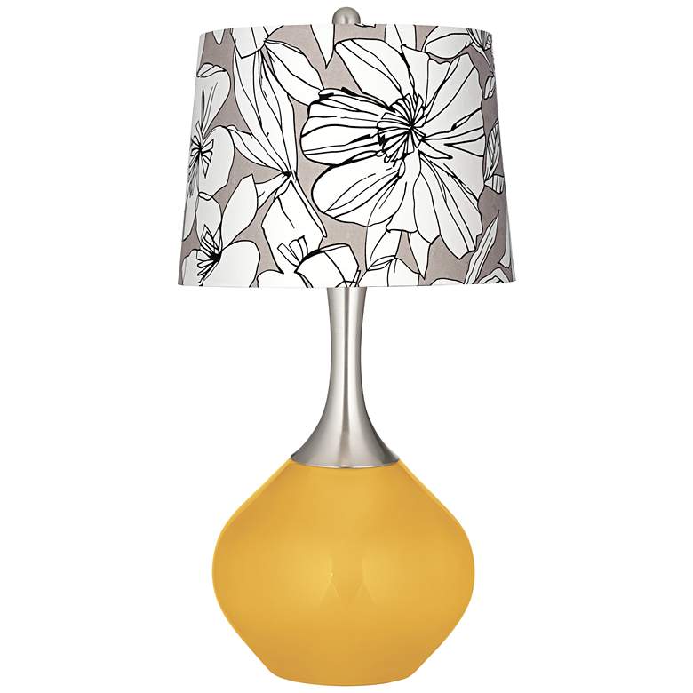 Image 1 Goldenrod Graphic Floral Shade Spencer Table Lamp