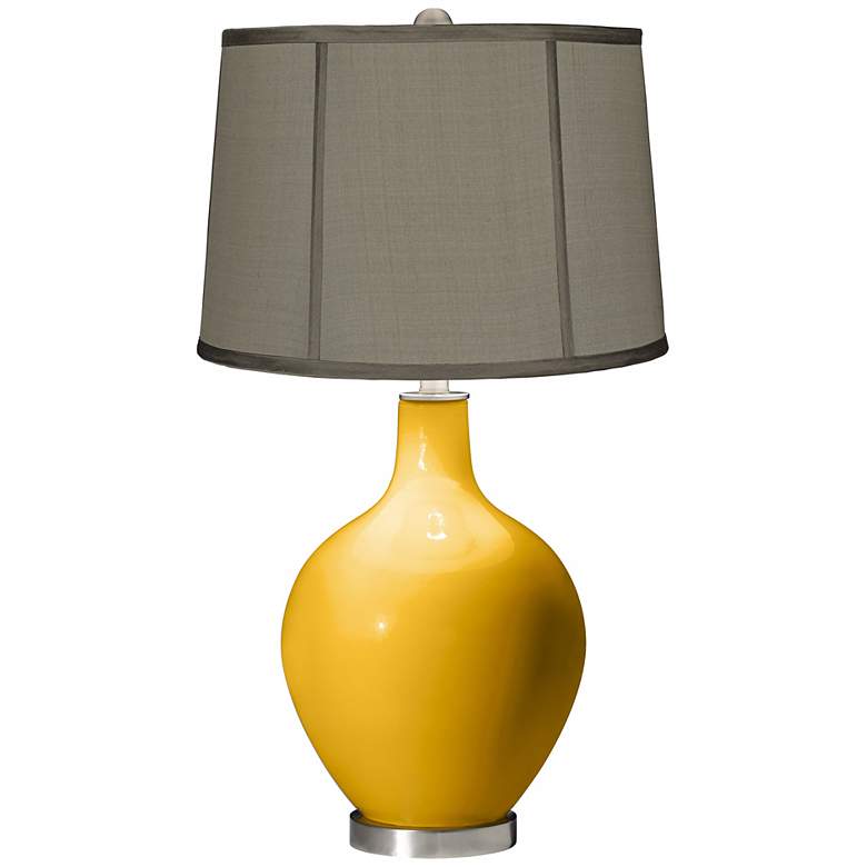 Image 1 Goldenrod Gray Dupioni Silk Shade Ovo Table Lamp