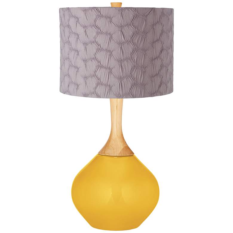 Image 1 Goldenrod Gray Pleated Drum Shade Wexler Table Lamp
