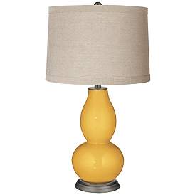 Image1 of Goldenrod Linen Drum Shade Double Gourd Table Lamp