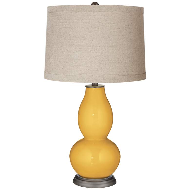 Image 1 Goldenrod Linen Drum Shade Double Gourd Table Lamp