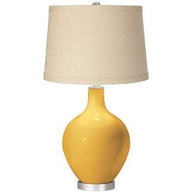 Image1 of Goldenrod Oatmeal Linen Shade Ovo Table Lamp