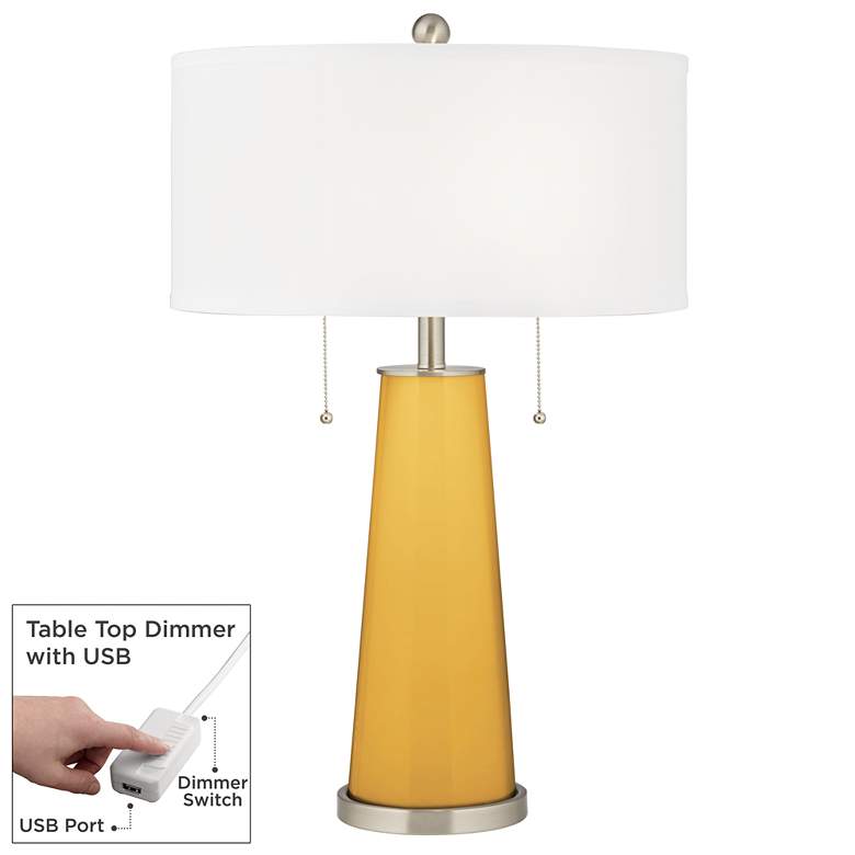 Image 1 Goldenrod Peggy Glass Table Lamp With Dimmer
