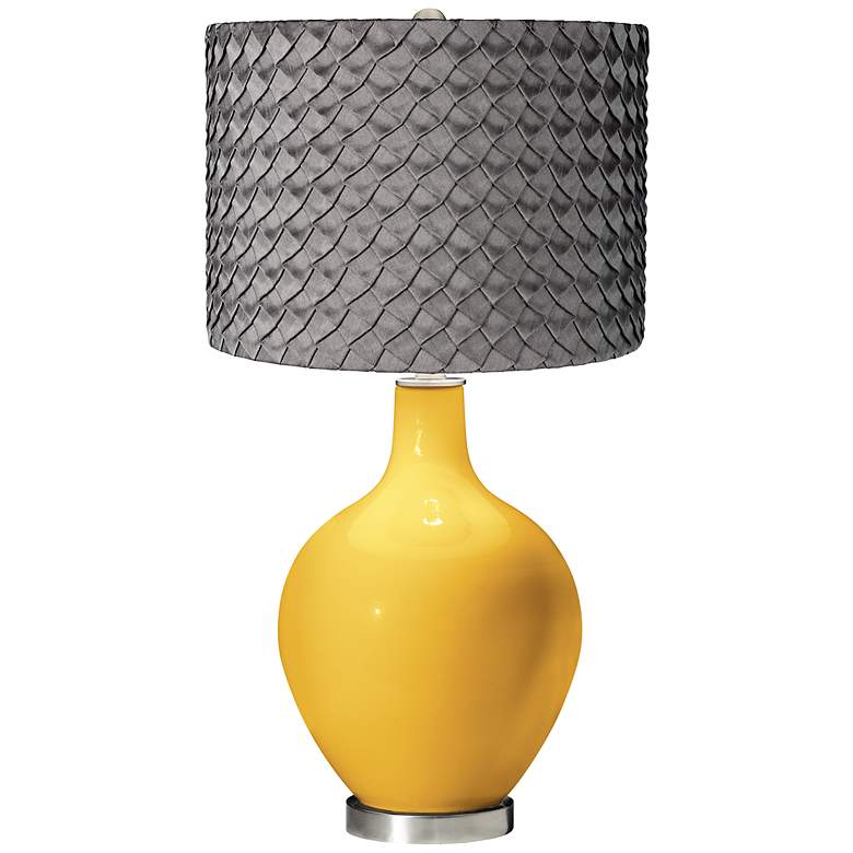 Image 1 Goldenrod Pleated Charcoal Shade Ovo Table Lamp