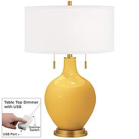 Image1 of Goldenrod Toby Brass Accents Table Lamp with Dimmer