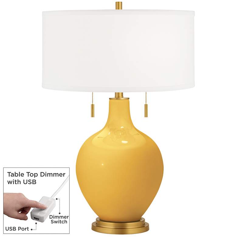 Image 1 Goldenrod Toby Brass Accents Table Lamp with Dimmer