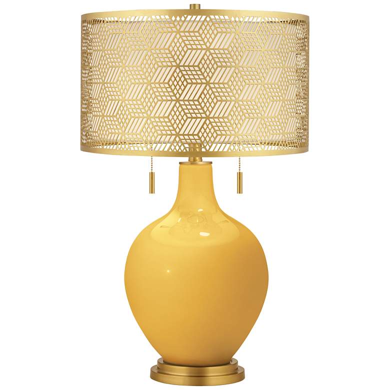 Image 1 Goldenrod Toby Brass Metal Shade Table Lamp
