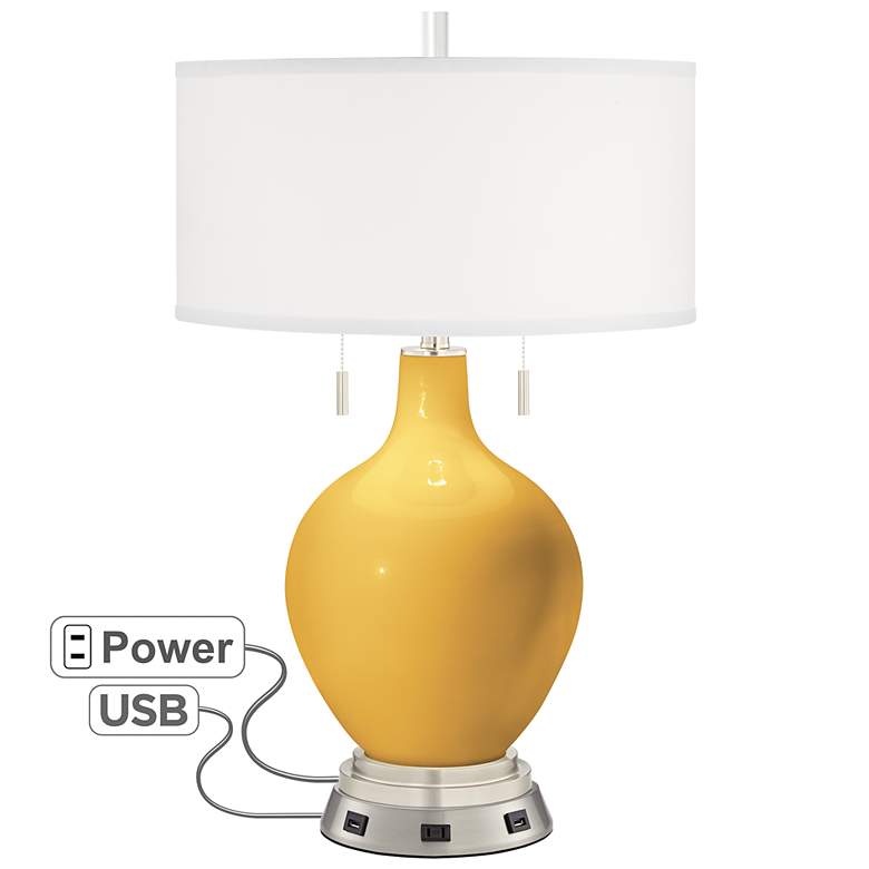 Image 1 Goldenrod Toby Table Lamp with USB Workstation Base