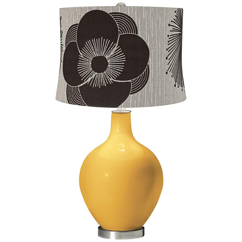 Image 1 Goldenrod Velveteen Flower Shade Ovo Table Lamp