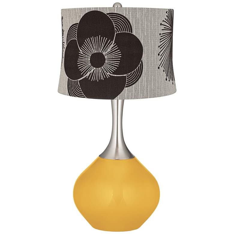 Image 1 Goldenrod Velveteen Flower Shade Spencer Table Lamp