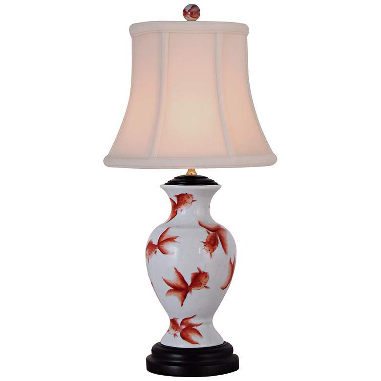 Image 1 Goldfish 16 inchH Mini-Vase Porcelain Accent Table Lamp