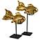 Goldfish Gold Polish and Black Sculptures Set of 2
