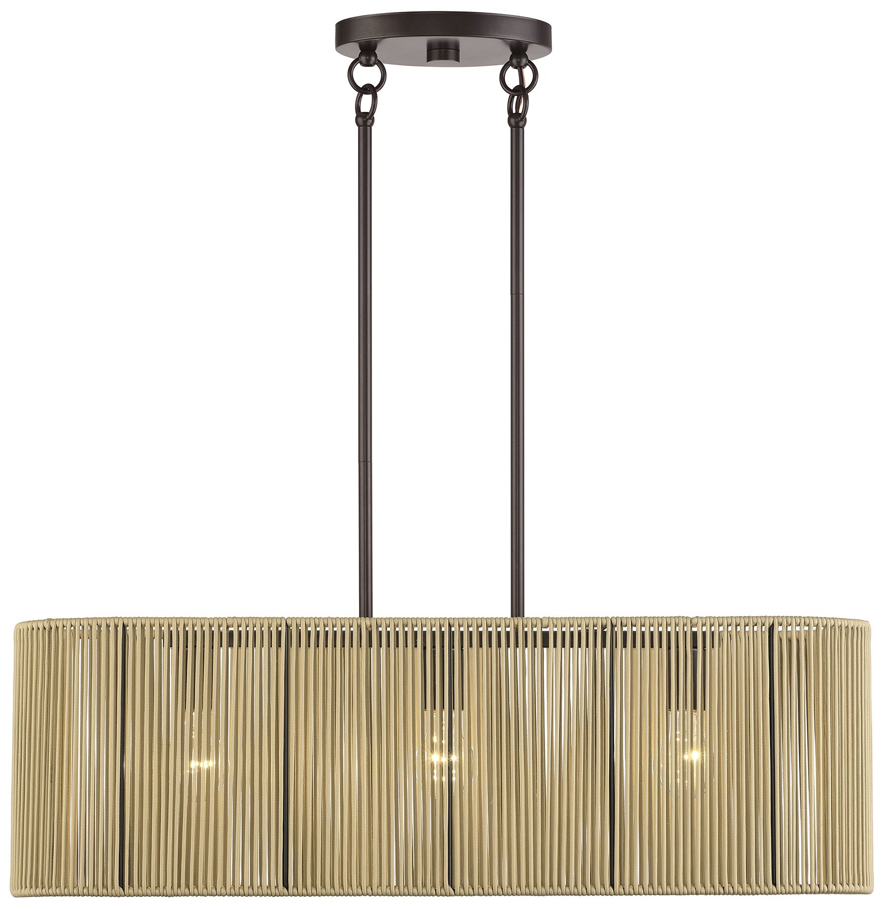 Goldiemesh 3 Light English Bronze Medium Linear Chandelier