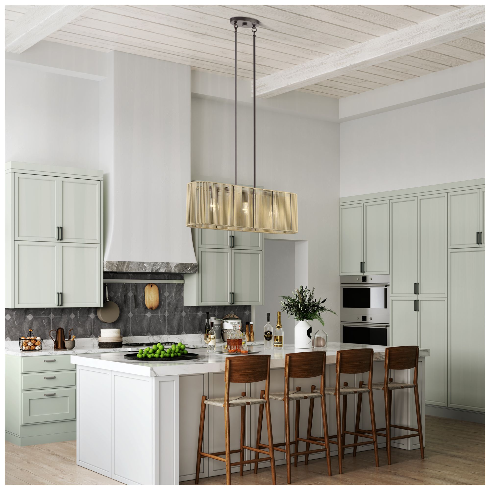 Goldiemesh 3 Light English Bronze Medium Linear Chandelier