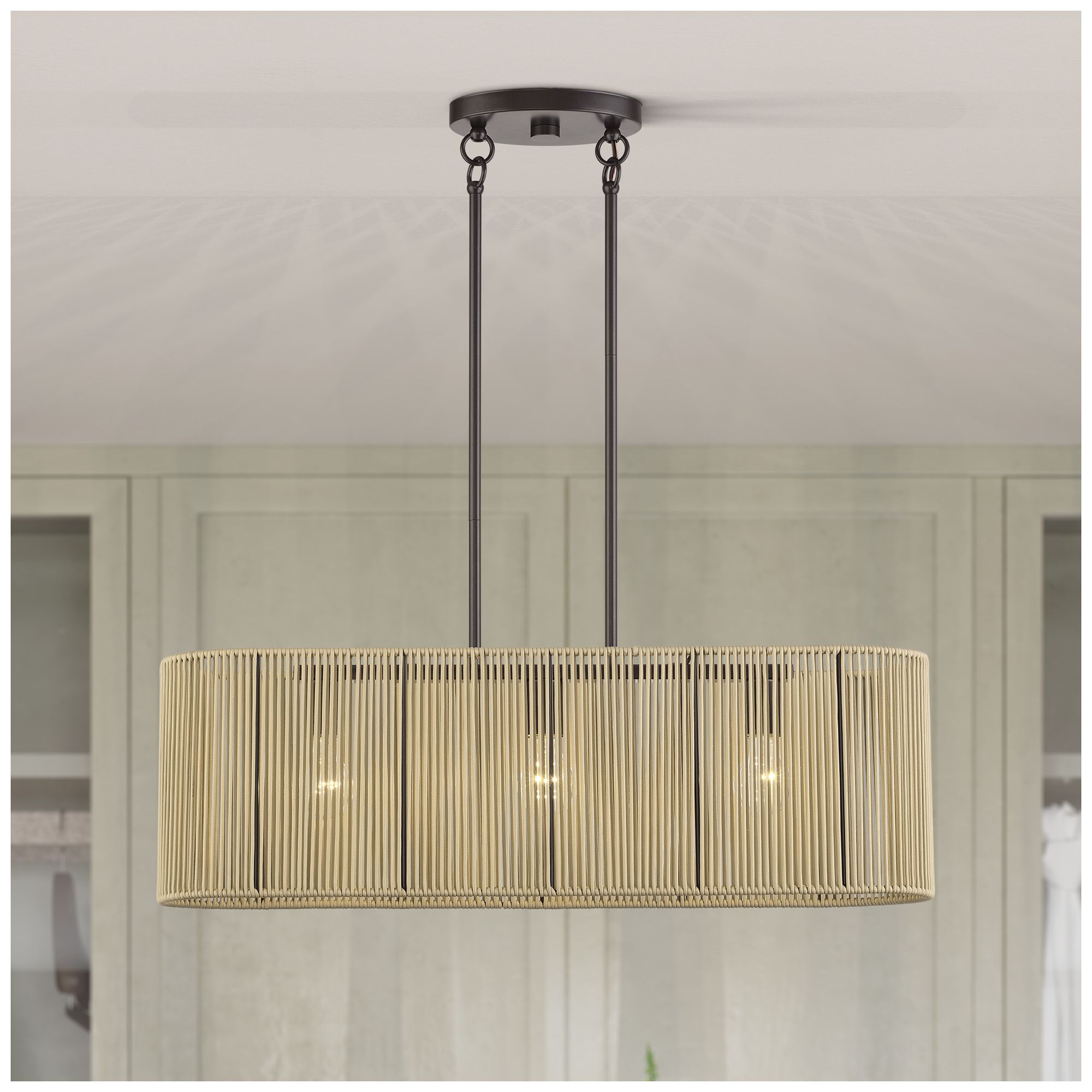 Goldiemesh 3 Light English Bronze Medium Linear Chandelier