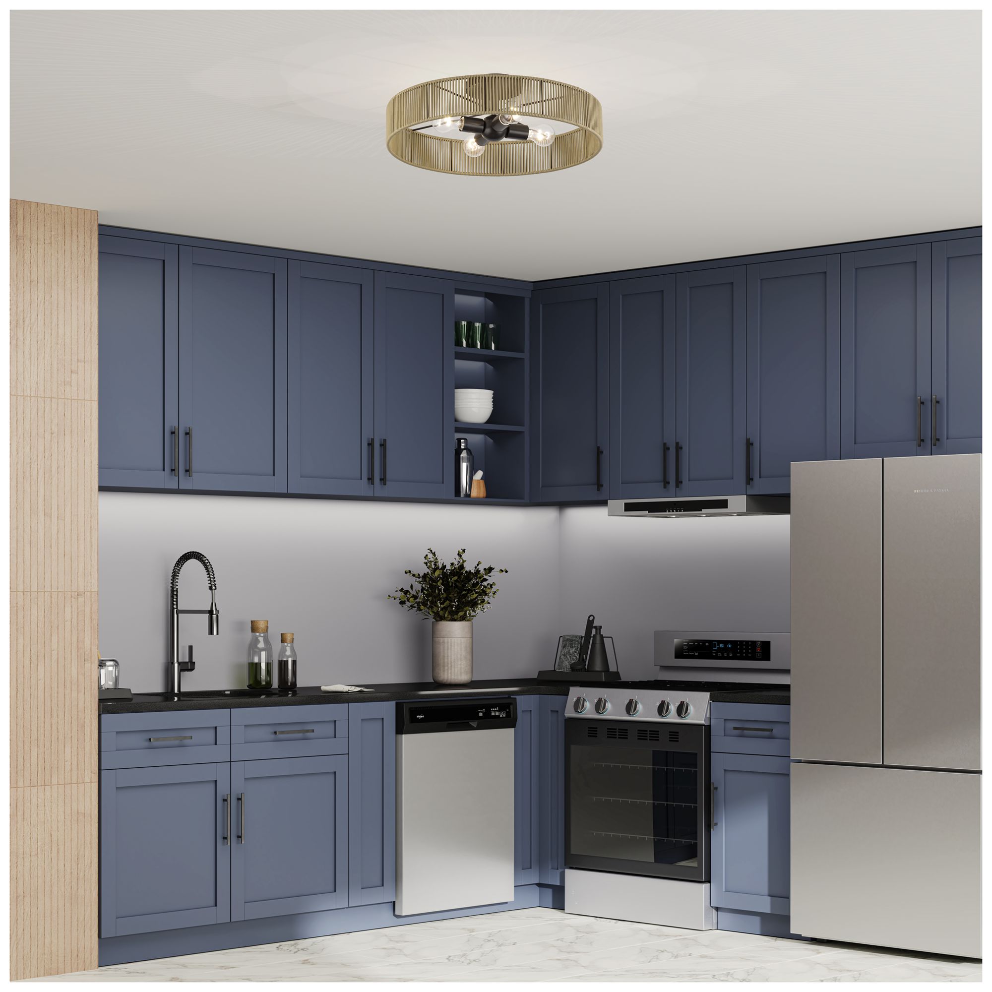 Goldiemesh 4 Light English Bronze Extra Large Semi-Flush