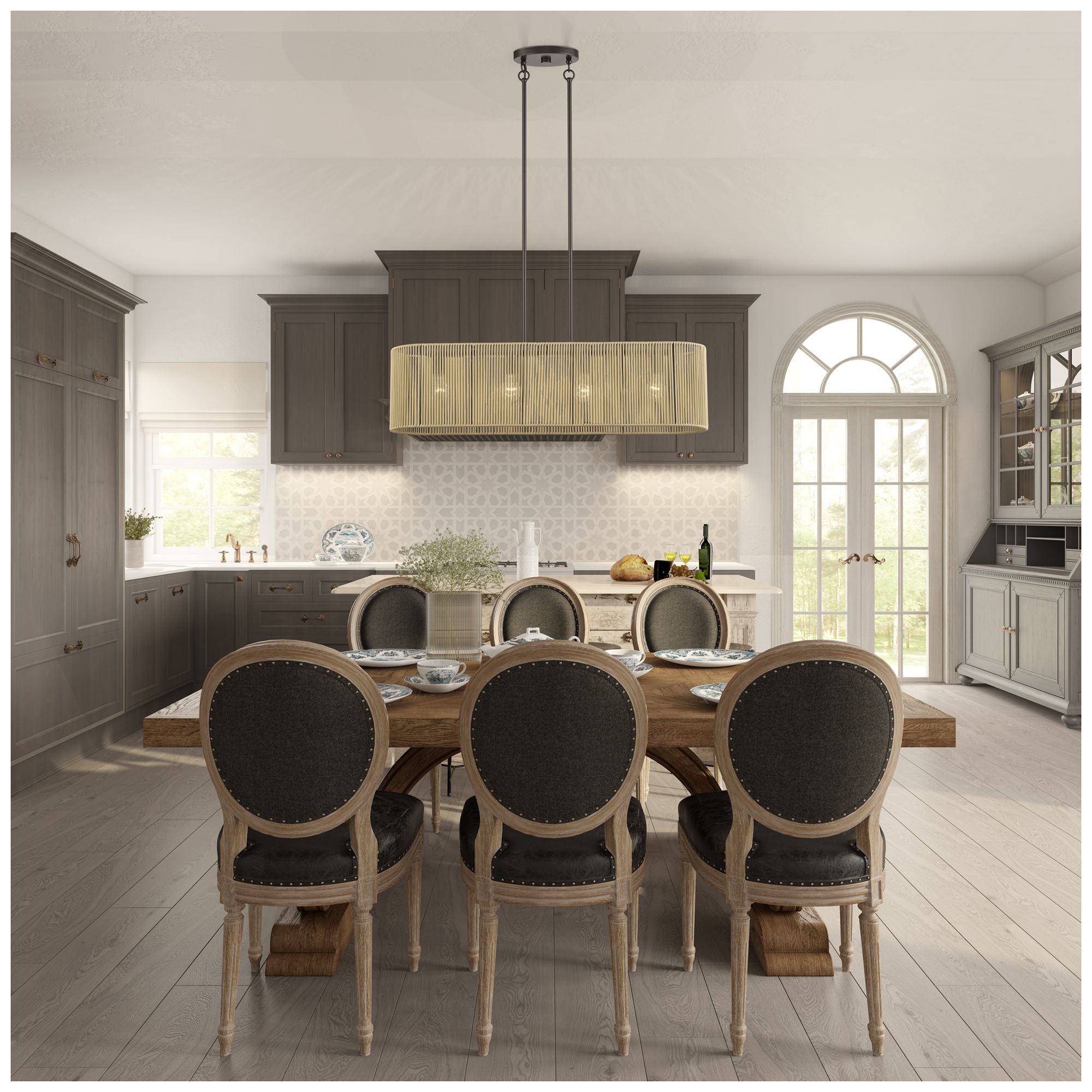 Goldiemesh 4 Light English Bronze Large Linear Chandelier