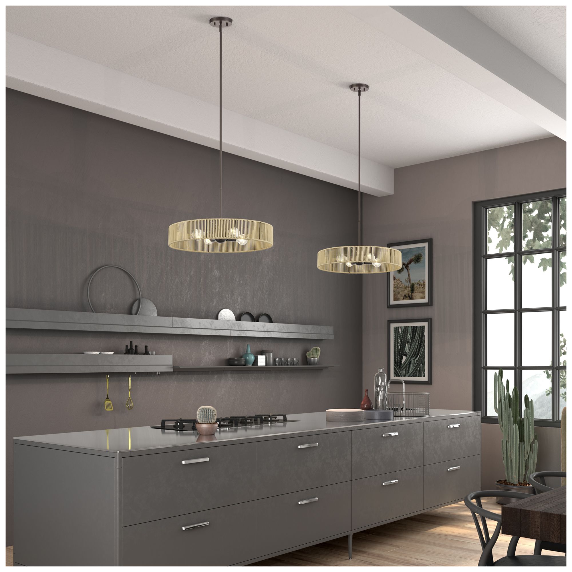 Goldiemesh 4 Light English Bronze Pendant