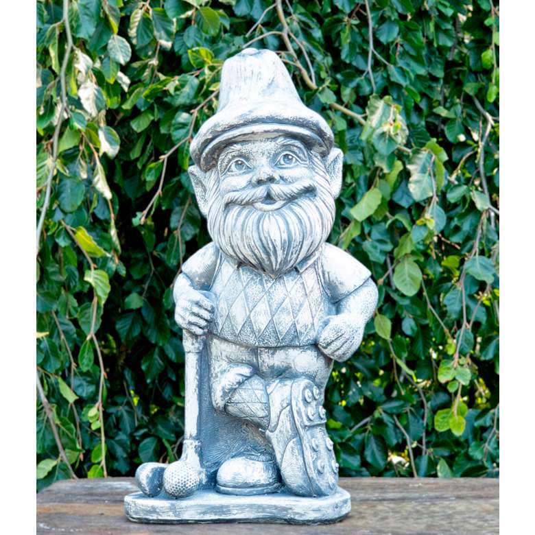 Image 1 Golfer Garden Gnome 22" High Trevia Graystone Statue