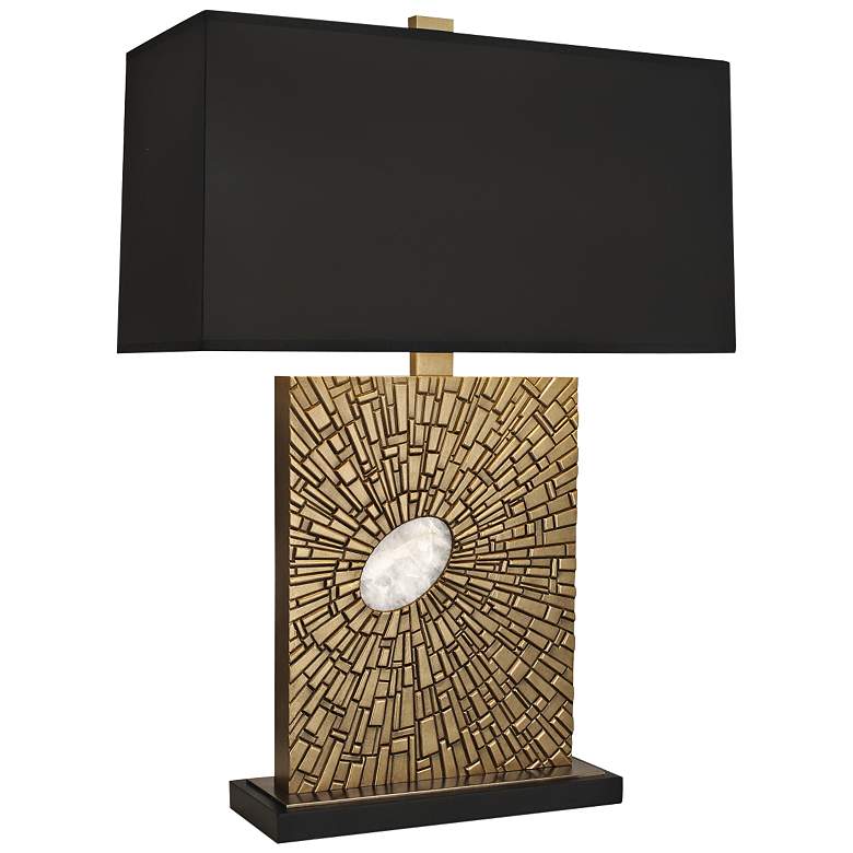 Image 1 Goliath Antiqued Modern Brass Table Lamp with Black Shade