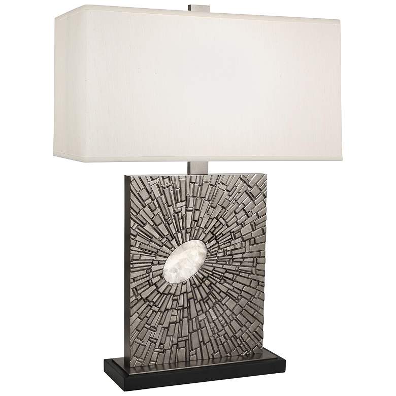 Image 1 Goliath Antiqued Polished Nickel Table Lamp with Pearl Shade