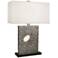 Goliath Antiqued Polished Nickel Table Lamp with Pearl Shade